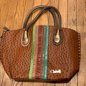 Animal print vegan leather bag